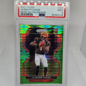 Jamarr Chase Neon Green Pulsar Rookie PSA 9 front